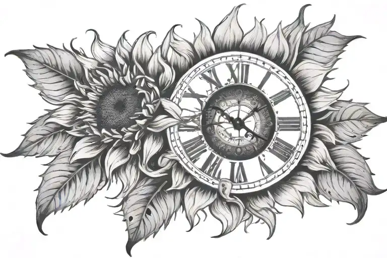 Sunflower With A Clock In The Center