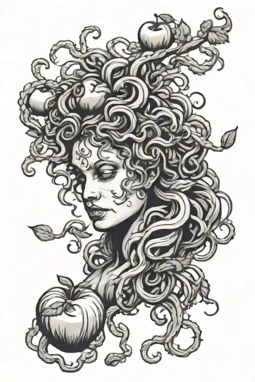 Medusa Picking An Apple Off Of A Tree