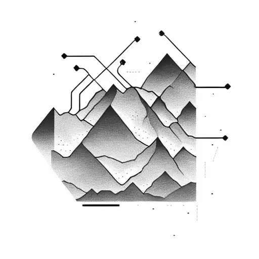 A Tattoo Of A Circuit Board Shaped Like A Mountain Range