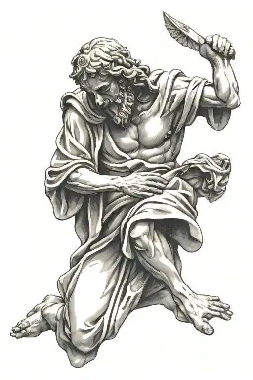 Roman Statue Bowing To Jesus Christ