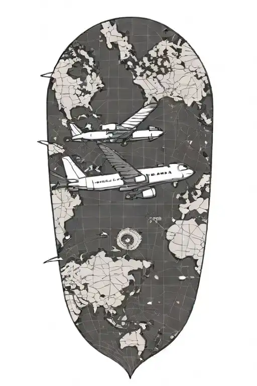 A Small Delta Plane Flying Over A Map