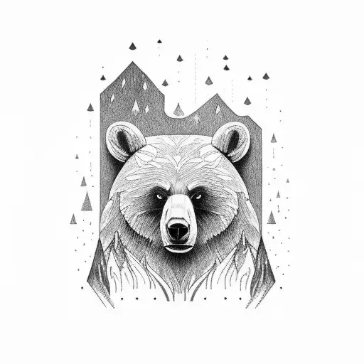 Wood With Waterfall And Bear