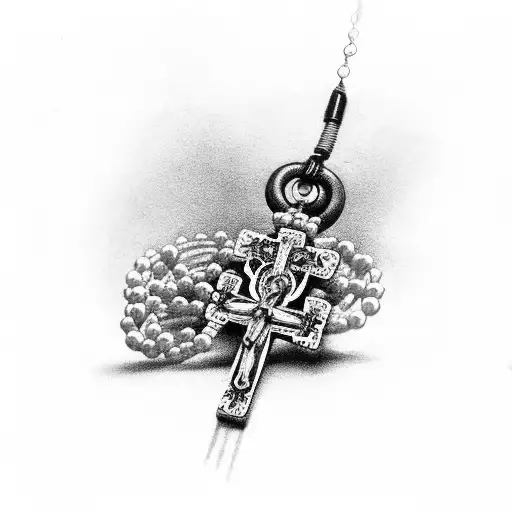 Rosary Around Leg With Three Crosses