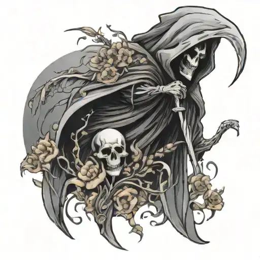 Grim Reaper And Field Of Dead Flowers