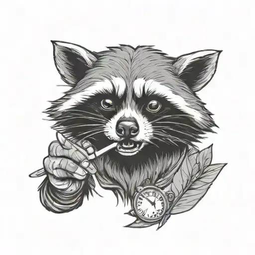 Evil Raccoon Smoking A Blunt