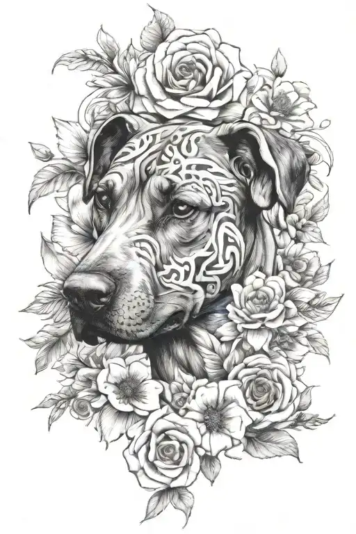 Ridgeback Dog Piones Flower Intertwined