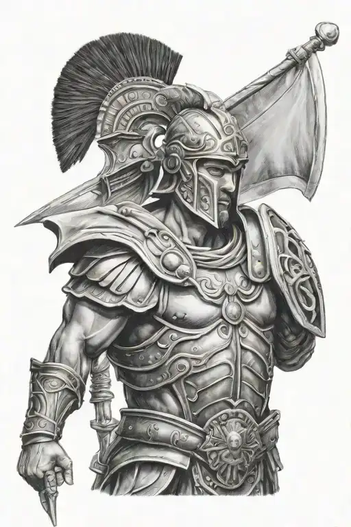 Realistic Roman Warrior Wielding His Iconic Landmarks