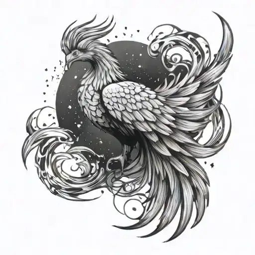 A Majestic Phoenix Rising From A Galaxy Of Stars