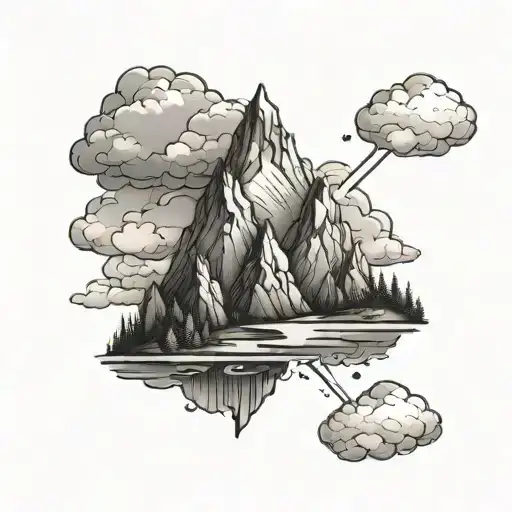 A Mountain Range With A Hidden Gaming Symbol In The Clouds