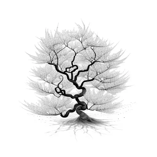 Flaming Cherry Blossom Tree With Spiral Trunk