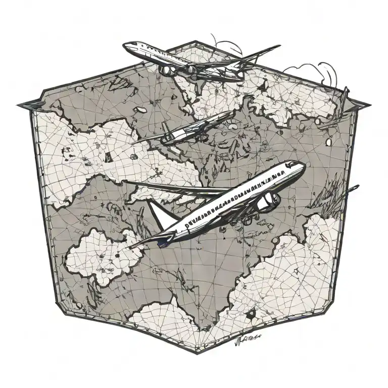 A Small Delta Plane Flying Over A Map