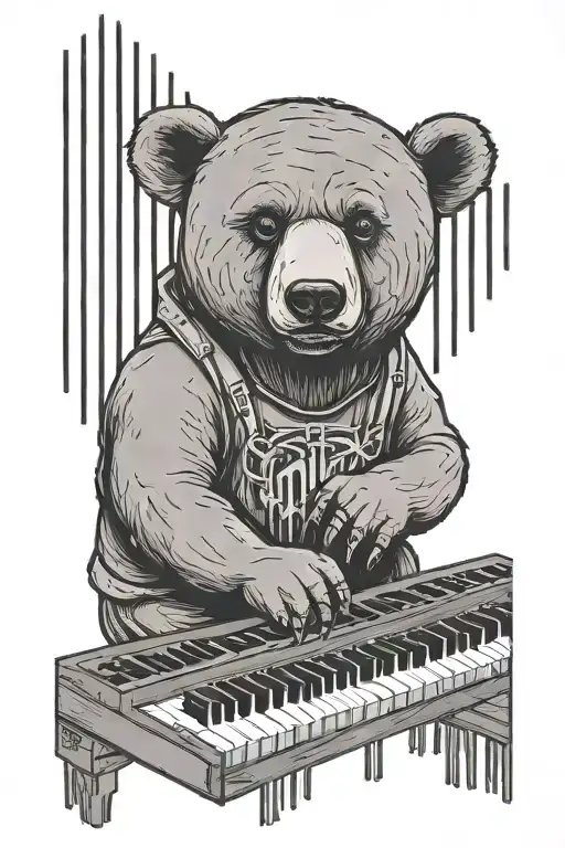 Kanye West Bear With Piano Keyboard Intertwined With North Carolina State Outline