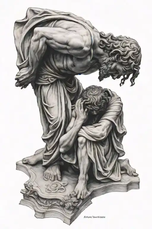 Roman Statue Bowing To Jesus