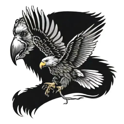 A Tattoo Of A Bear And Eagle In A Design Inspired By A Famous Musical Poster