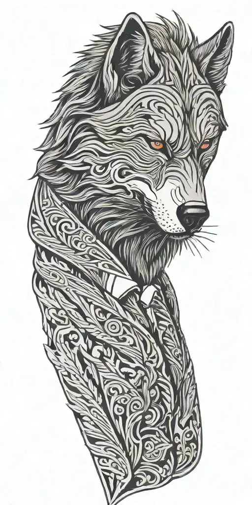 Wolf Head Pinstripe Suit
