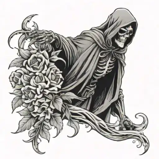 Grim Reaper And Dead Flowers