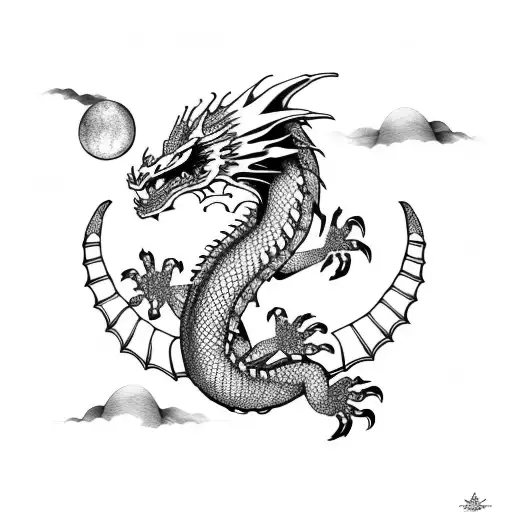 Dragon And Moon