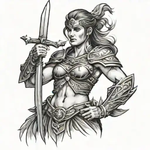 Female Warrior Standing Proudly