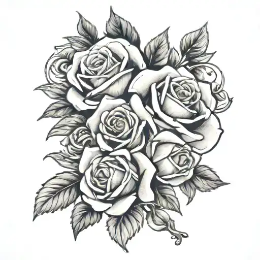 A Bouquet Of Roses Intertwined With A Military Insignia