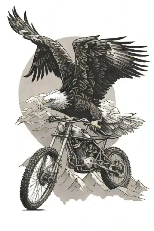 An Eagle Soaring Above A Mountain Range With A Bike In Its Talons