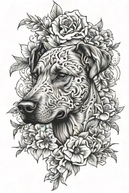 Ridgeback Dog Piones Flower Combined Together