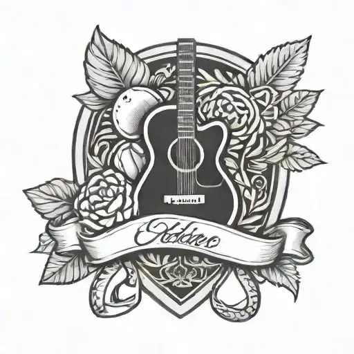 A Police Badge Surrounded By A Wreath Of Guitar Picks And Paw Prints