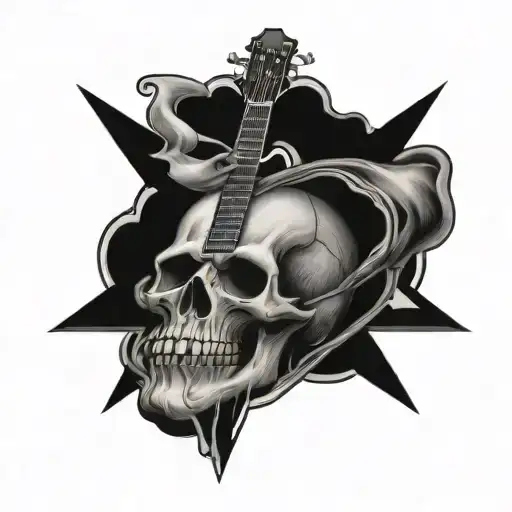 A Rebellious Anarchist Symbol Incorporated Into A Skull Playing A Guitar