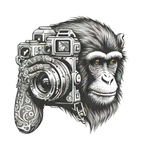 Monkey Using Digital Camera