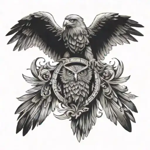 Eagle And Owl Flying