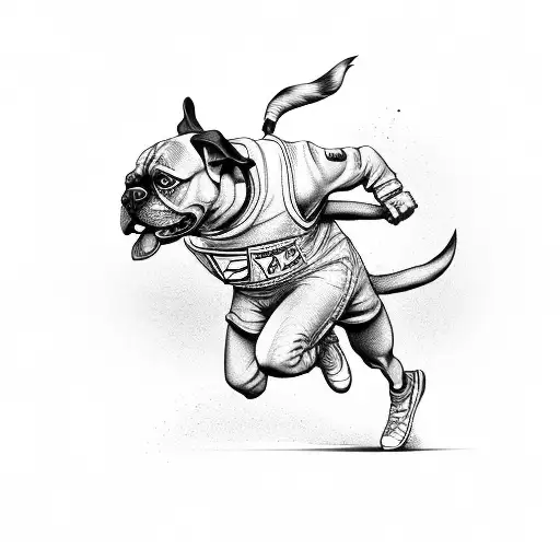 Dynamic Sprinter With A Dog Companion