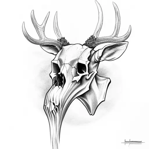 Deer Skull With Only Left Horn