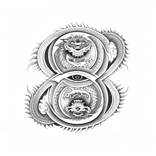 Yin And Yang With Dragon For Leg