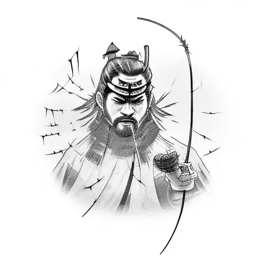 Lonely Samurai Stuck In Cobweb