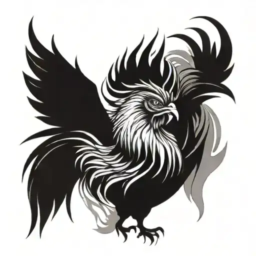 A Rooster And A Thunderbolt Intertwined To Represent Zeus And Greek Mythology