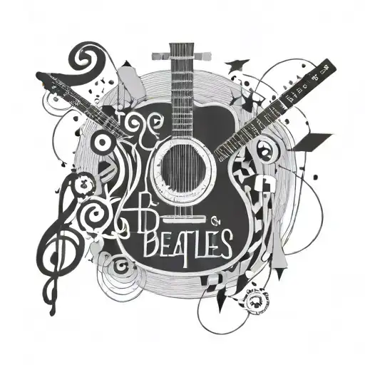 A Geometric Tattoo Design Incorporating Music Symbols And Subtle References To The Beatles