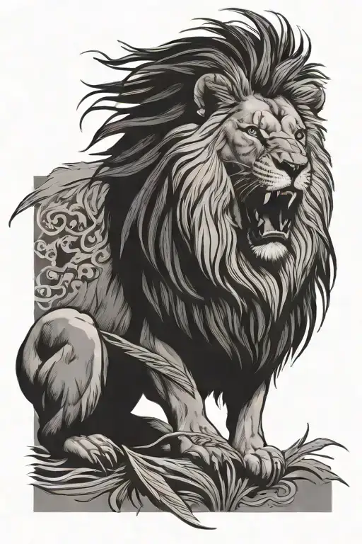 Lion Wearing A Crow Roaring Lion