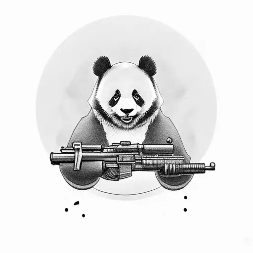 Cute Panda With Gun In Hands
