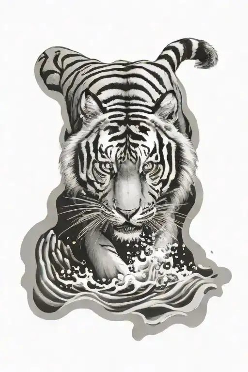 Tiger Emerging From Water