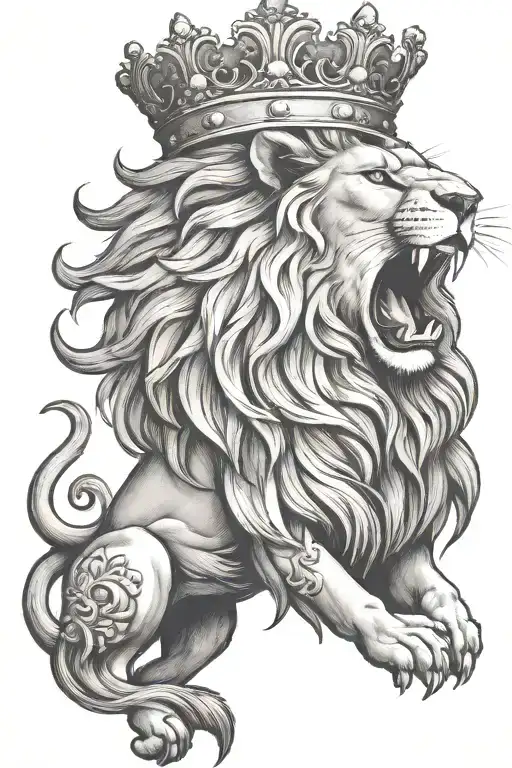 Lion Wearing A Crown Roaring Lion