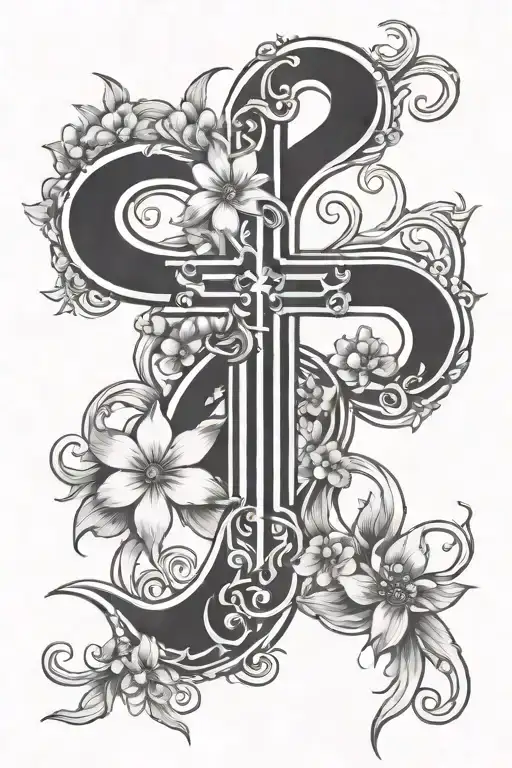 Infinity Symbol With Flowers And Gods Cross