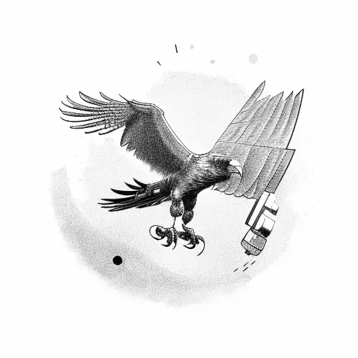 A Mechanical Hawk Engaged In A Fierce Battle With A Robotic Crow