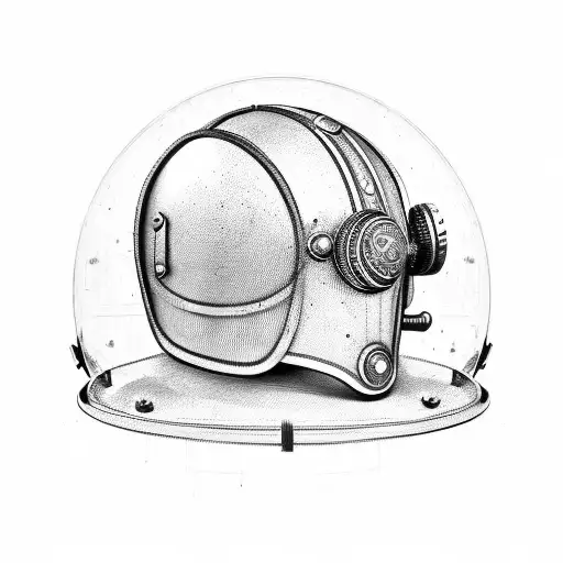 An Intricate Design Of A Military Helmet Surrounded By Movie Reels