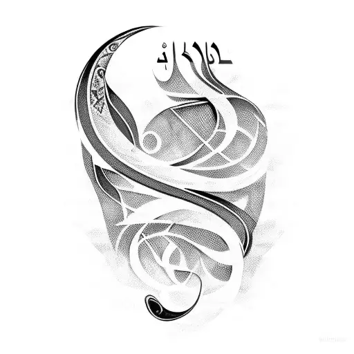 A Silhouette Of A Singer With Arabic Lettering Flowing Around Them