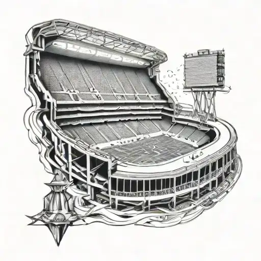 Create A Tattoo Featuring A Football Stadium With Intricate Details