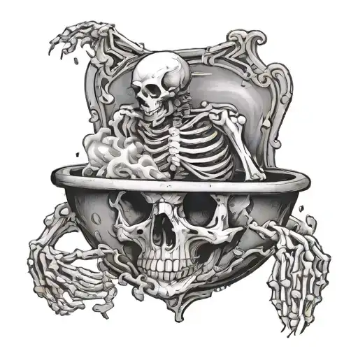 A Skeleton Steams In A Bubbling Vat