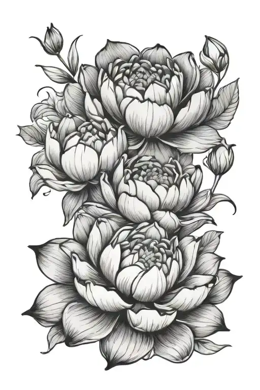 Lotus And Peonies Flower