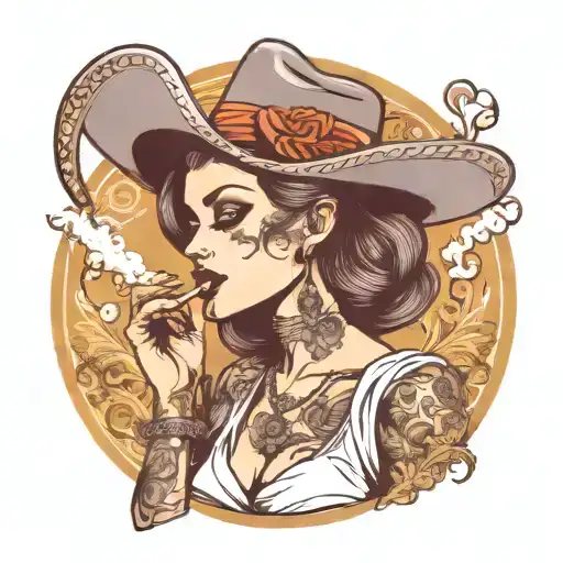 Western Traditional Style Women Smoking Cigarette