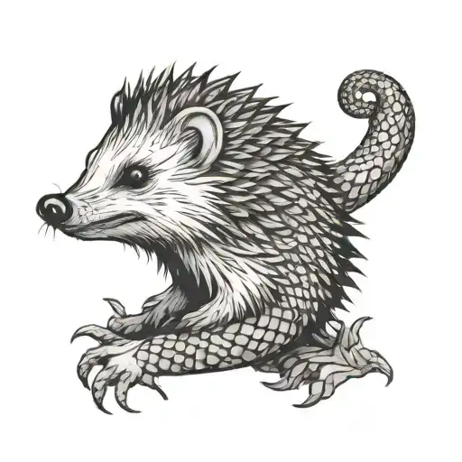 A Hedgehog With A Snake In His Mouth