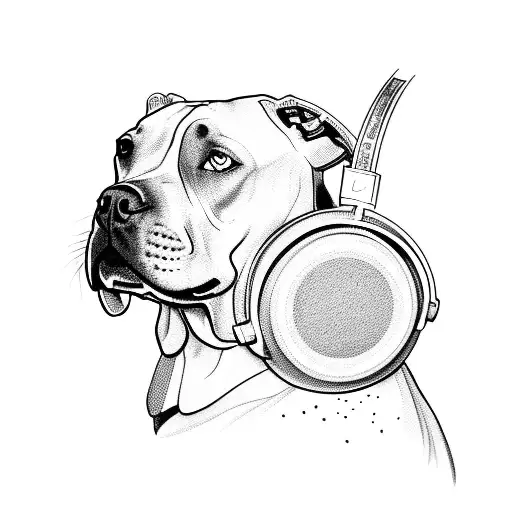 Pitbull Wearing Headphones