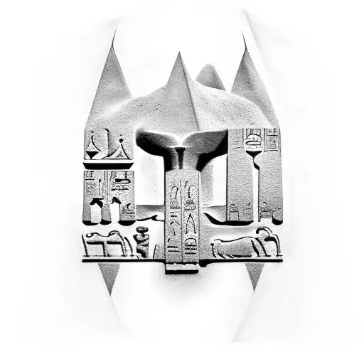 A Black-grey Tattoo Of Luella's Name Written In Ancient Egyptian Hieroglyphics